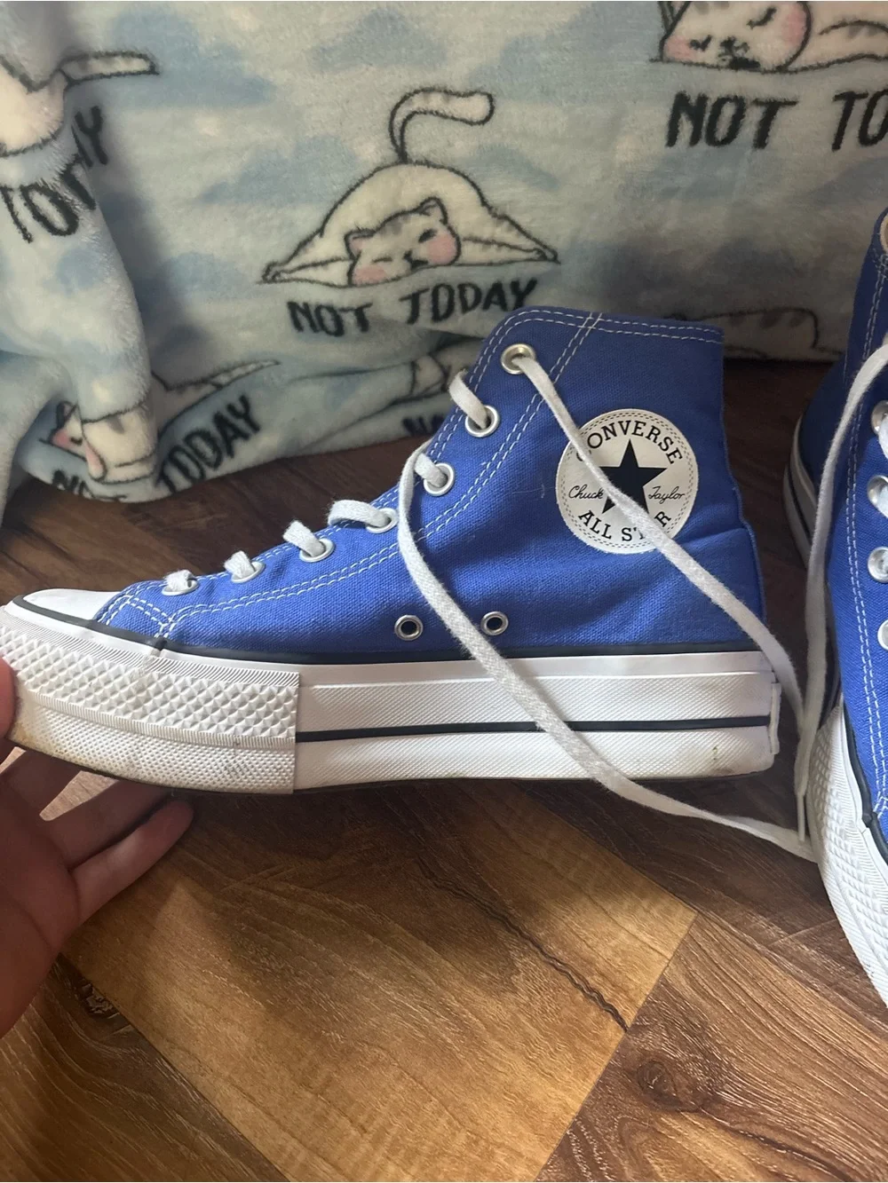 Converse Blue High-Top Platform Sneakers with White Accents